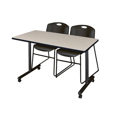 Kobe Rectangle Tables > Training Tables > Kobe Mobile Table & Chair Sets, 48 W, 24 L, 29 H, Maple MKTRCC4824PL44BK